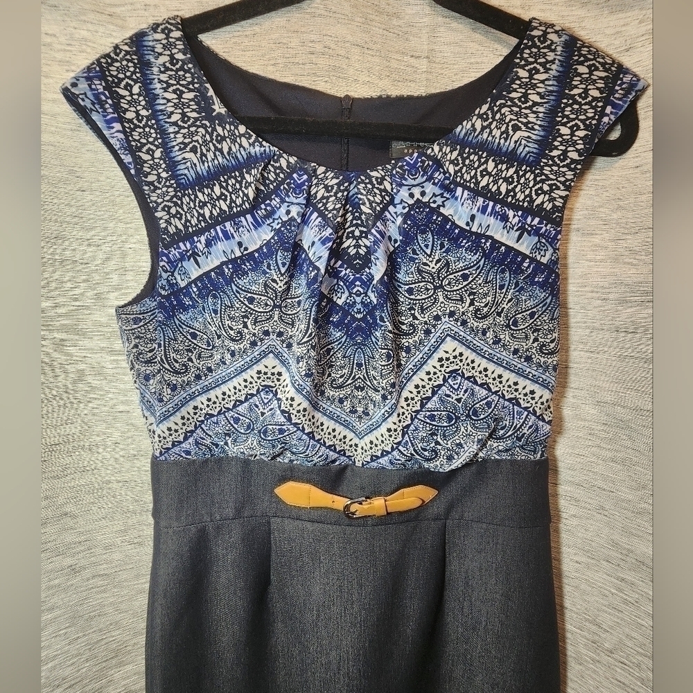 Connected Apparel 6 Midi Dress Denim Bottom Business Causal - Picture 6 of 6